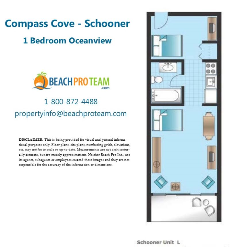 Compass Cove Schooner Floor Plan L - 1 Bedroom Ocean View